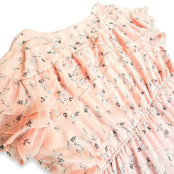 Lane Bryant Pink Ruffled Floral V-Neck Romantic Cottagecore Dainty Blouse 24 3X - Picture 11 of 11